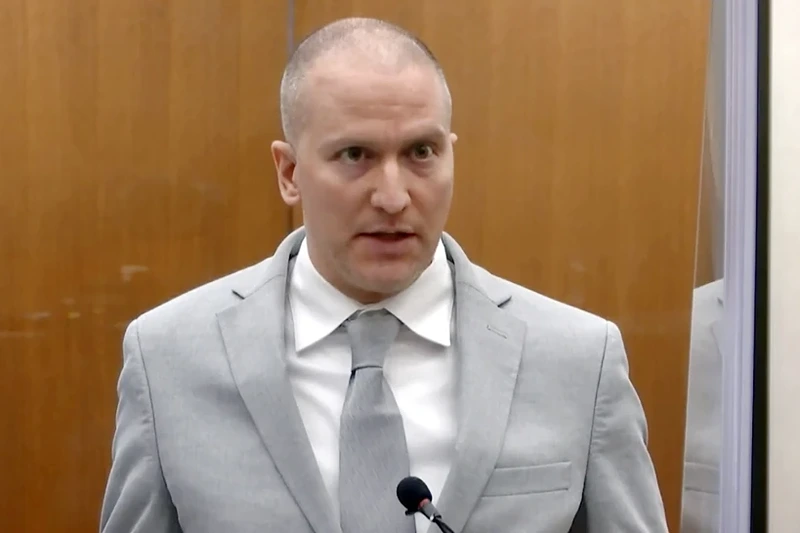 FILE - In this image taken from video, former Minneapolis police Officer Derek Chauvin addresses the court at the Hennepin County Courthouse, June 25, 2021, in Minneapolis. Chauvin, the former Minneapolis police officer convicted of murdering George Floyd, was stabbed by another inmate and seriously injured Friday, Nov. 24, 2023, at a federal prison in Arizona, a person familiar with the matter told The Associated Press. (Court TV via AP, Pool, File)